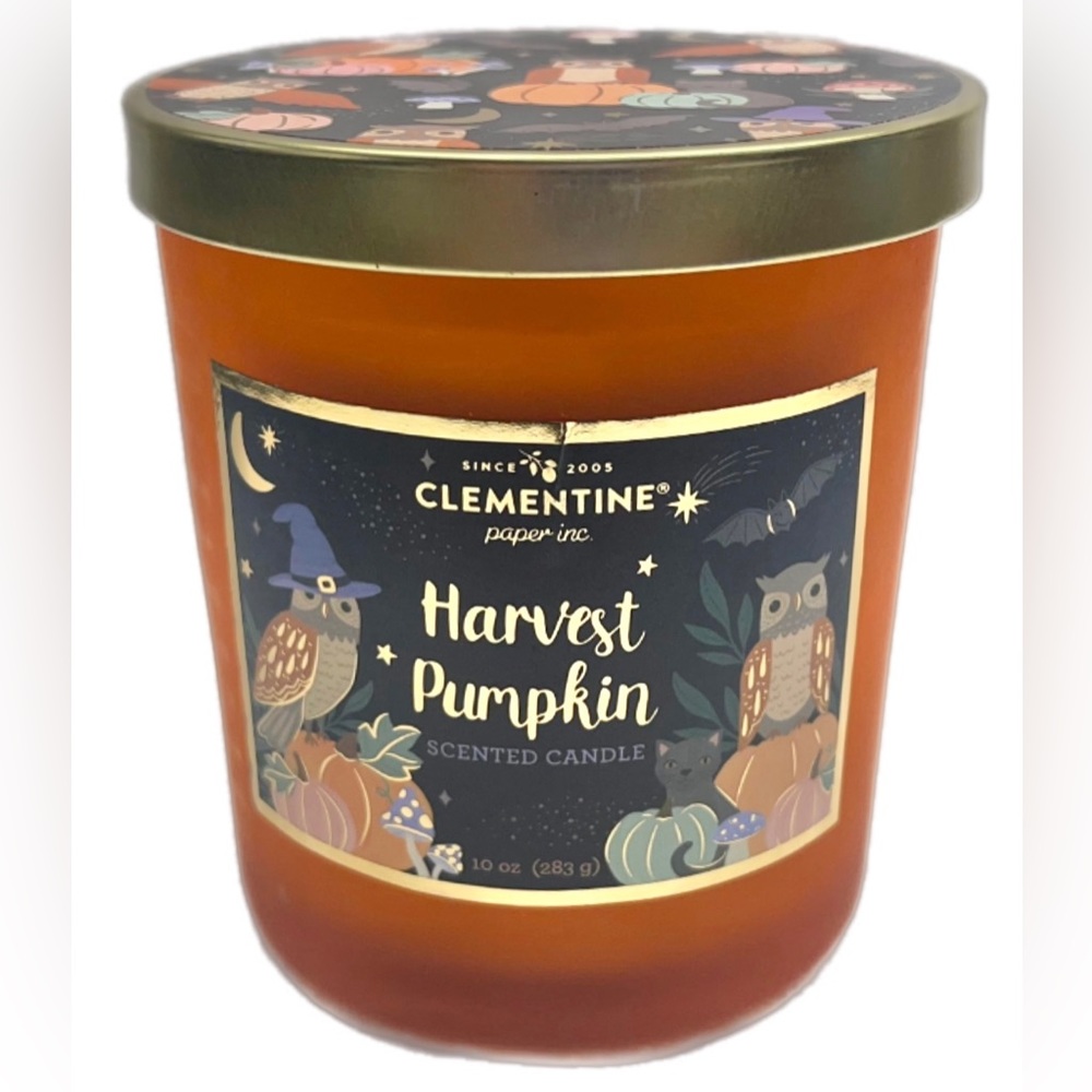 NWT! 🎃 CLEMENTINE 10 Oz.HARVEST PUMPKIN FALL HALLOWEEN Jar Candle Decorative Lid